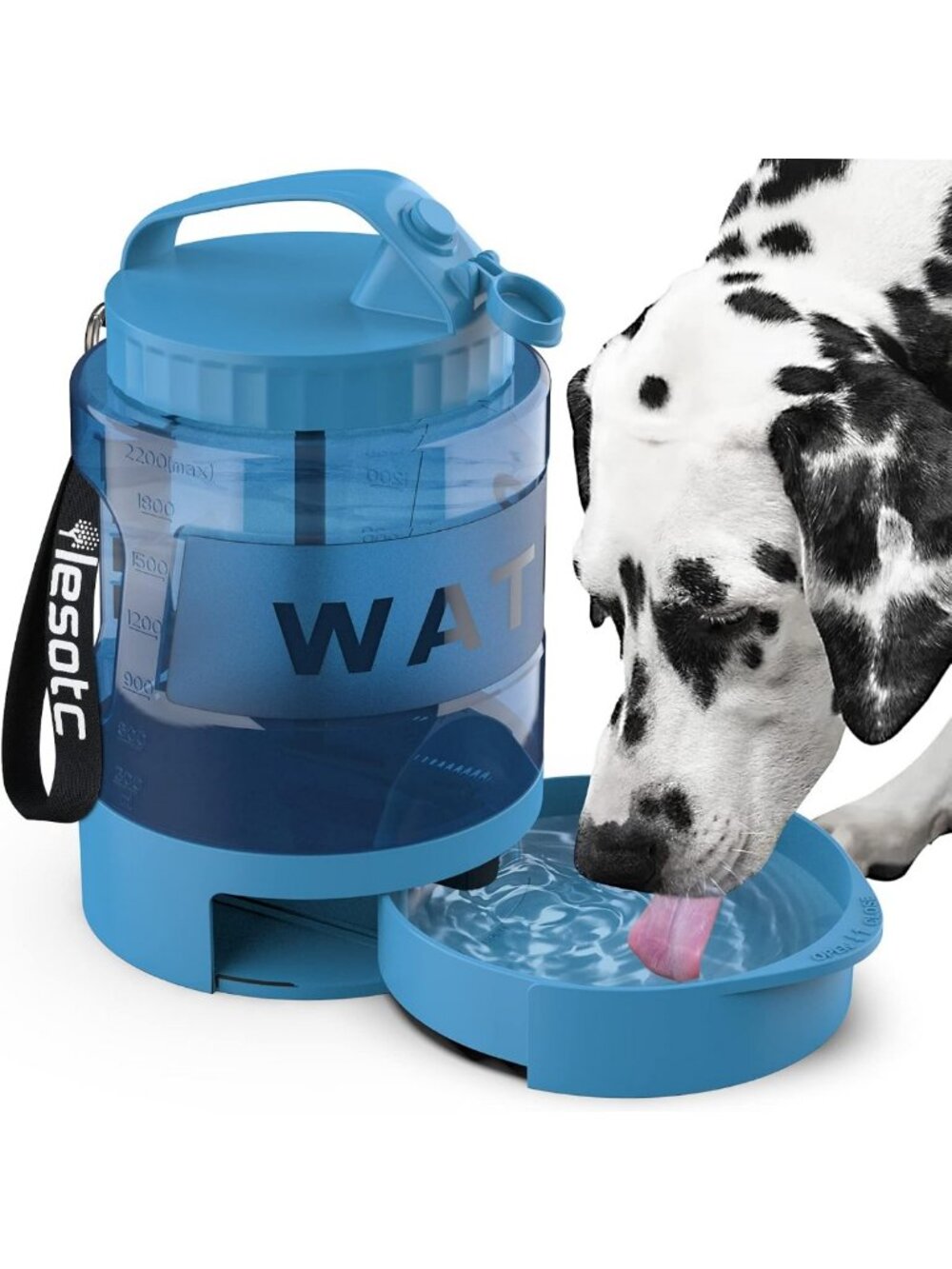 Large 77oz Dog Water Bowl Dispenser & Portable Travel Bowl for Hiking & Camping